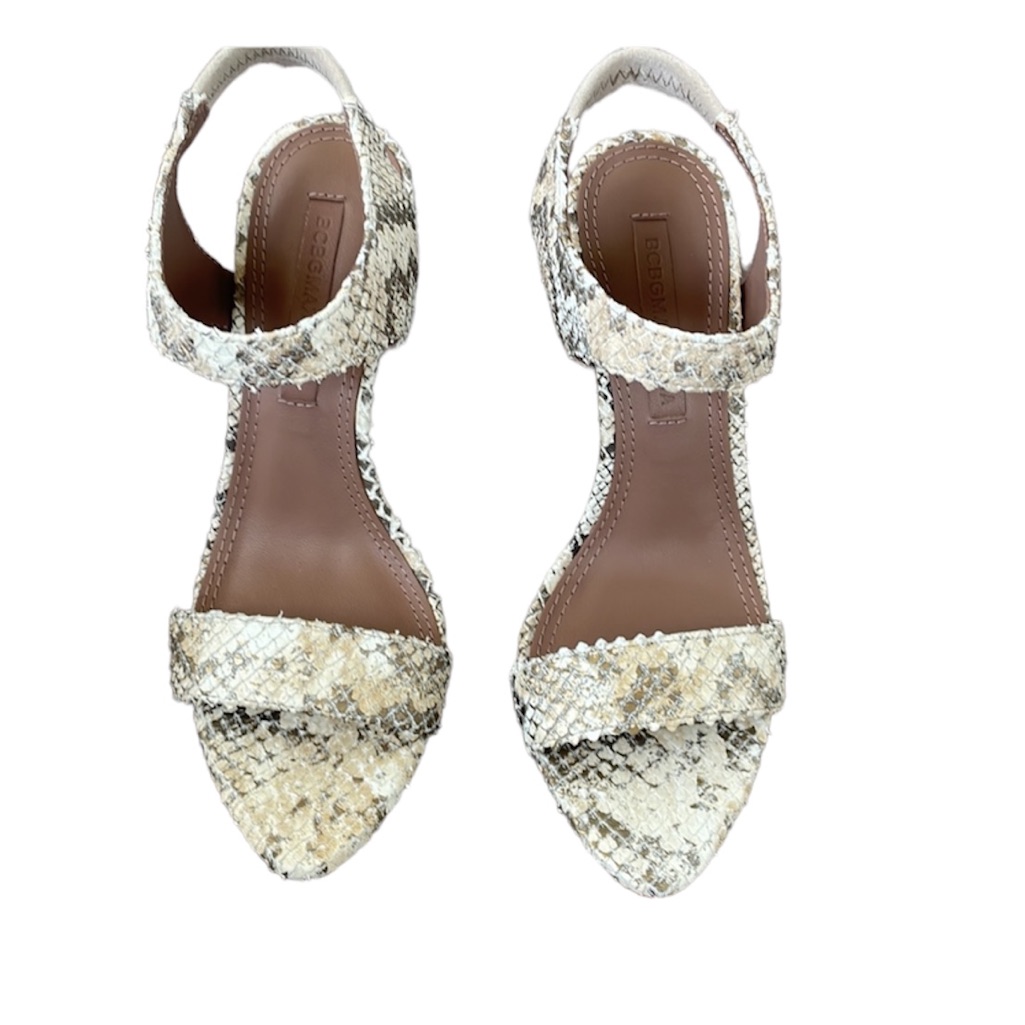 Nib Bcbg Maxazria Snakeskin Animal Print Cream Leather Sexy Party Heels 5.5
